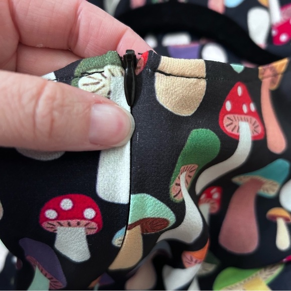 LA Soul Colorful Mushroom Print Mini Dress Pleated Skirt Size XL Cottagecore - Picture 12 of 12